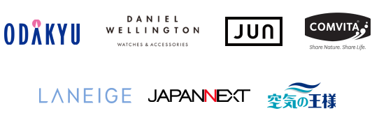 ODAKYU・DANIEL WELLINGTON・COMVIA・LANEIGE・菊水食品・空気の王様・DAUGHTER・magumaguのロゴ