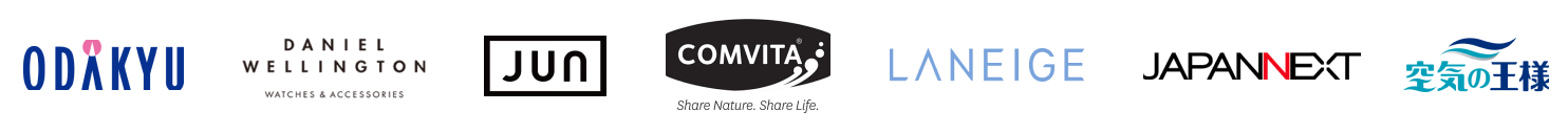 ODAKYU・DANIEL WELLINGTON・COMVIA・LANEIGE・菊水食品・空気の王様・DAUGHTER・magumaguのロゴ