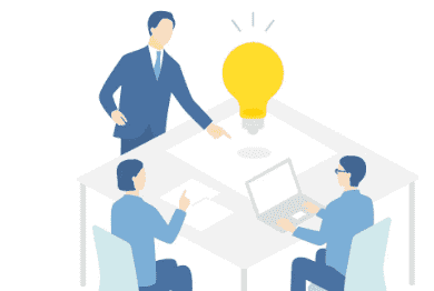 3人が打ち合わせをしているイラスト