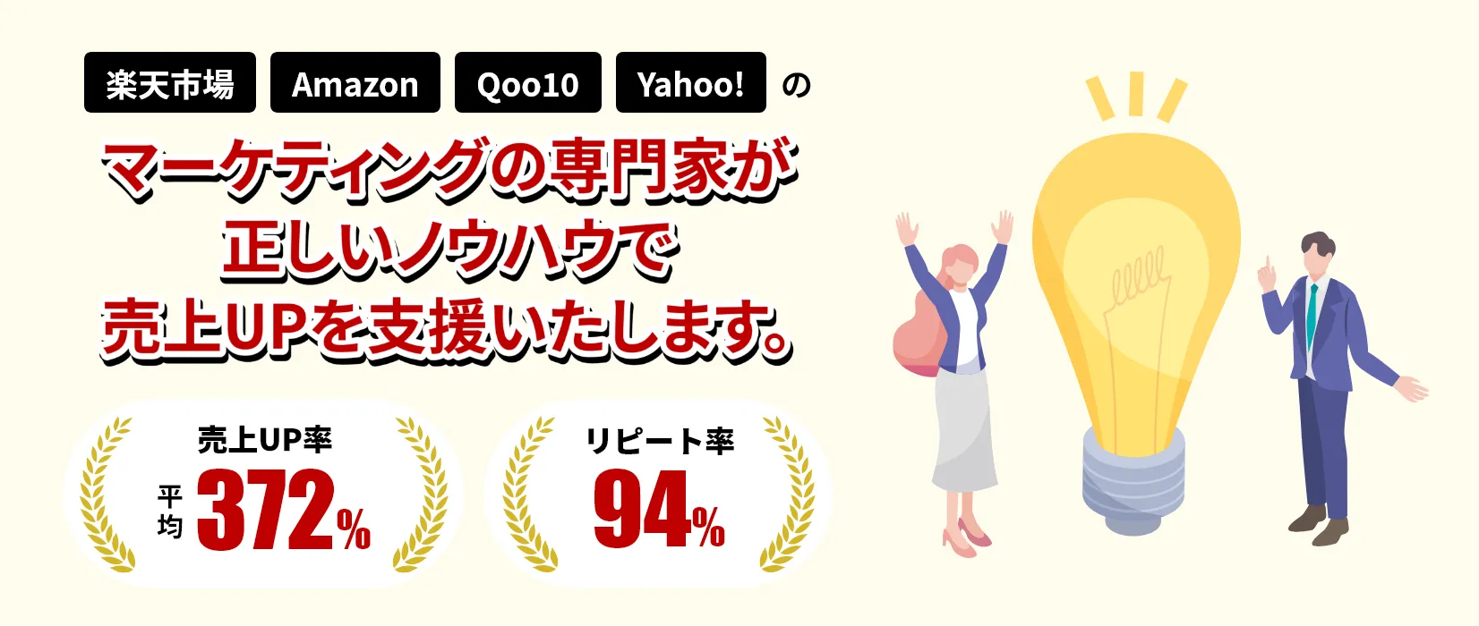 楽天市場 Amazon Yahoo!のマーケティングの専門家が正しいノウハウで売上UPを支援いたします。